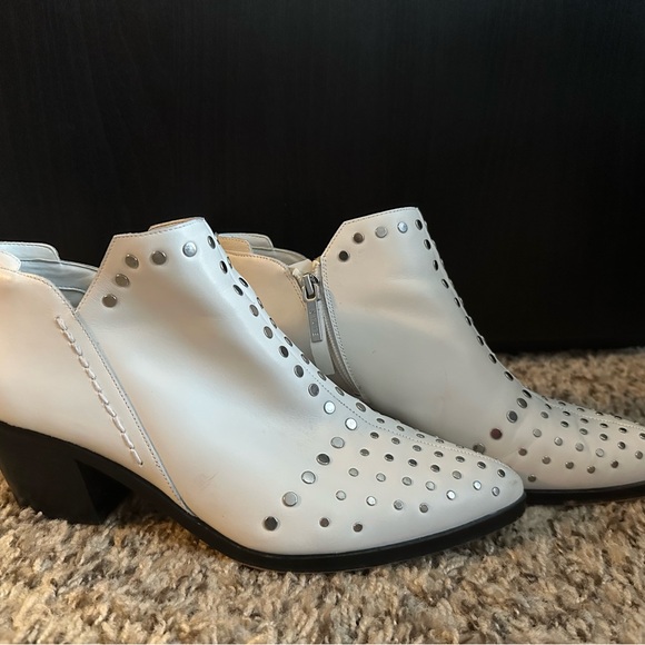 White Studded Ankle Boots - Picture 2 of 4